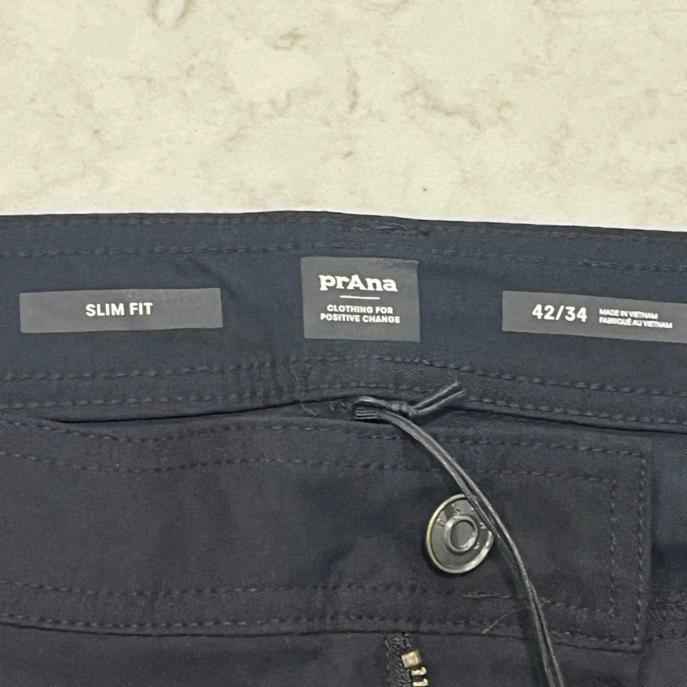 prAna NEW Brion Slim Pant II Mens 42x34 Black Water Repellent Hiking Gorpcore